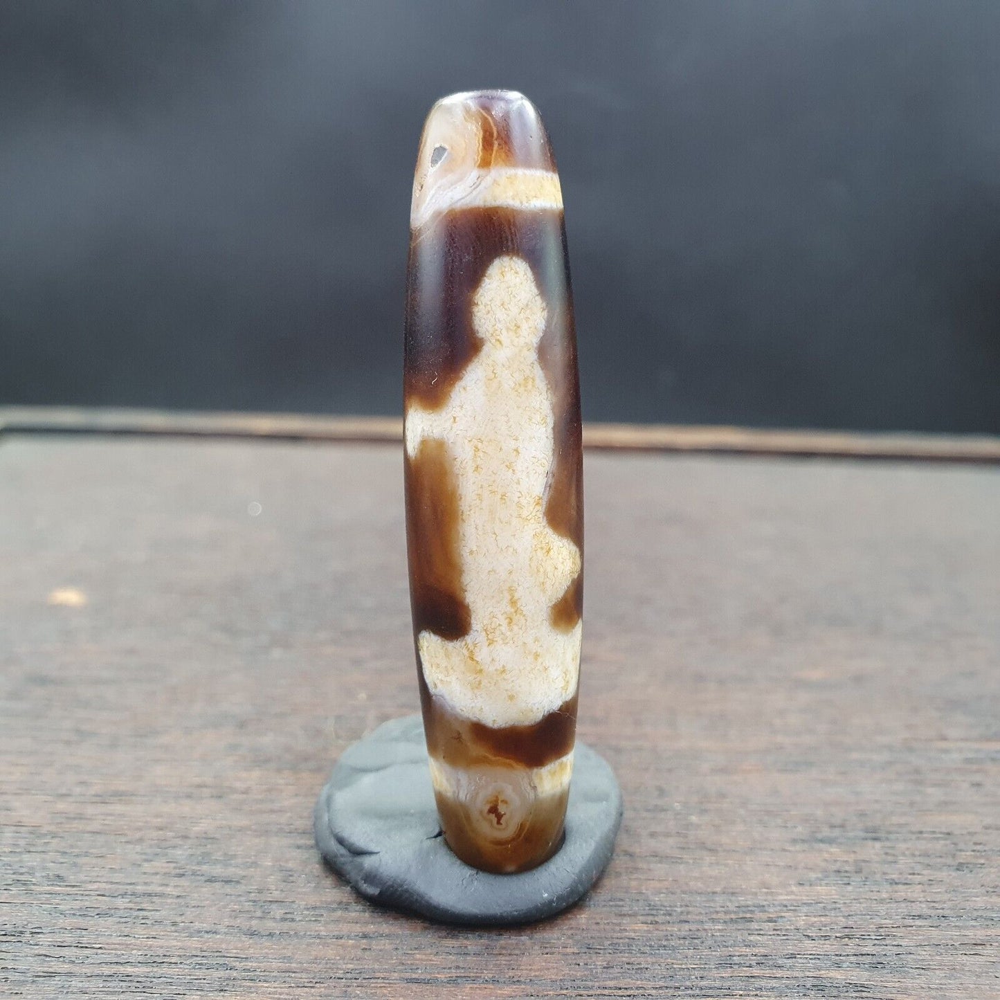 Tibetisches Achatstein-Dzi-Perlen-Amulett 