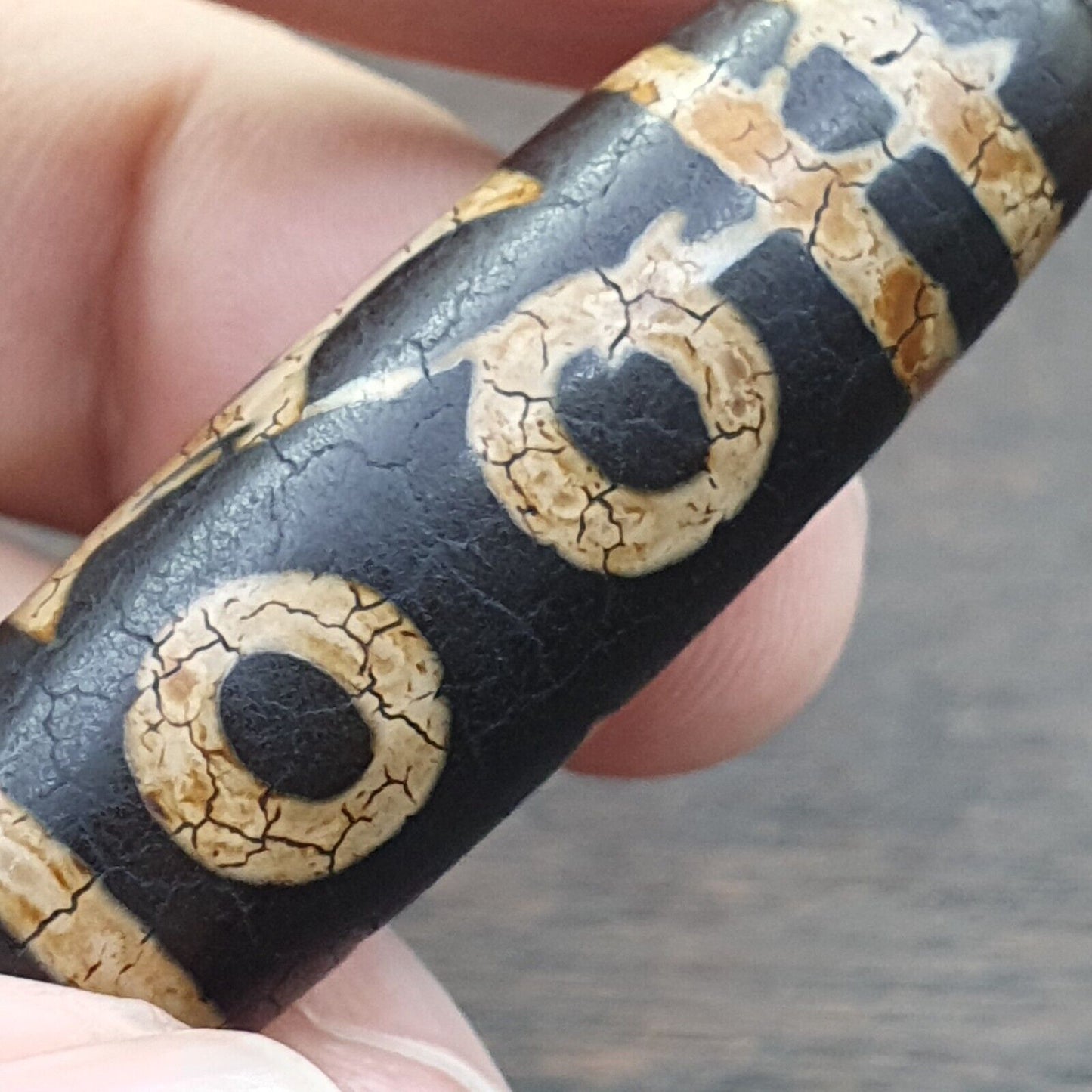 老印度藏瑪瑙三眼紋瑪瑙石天珠護身符
