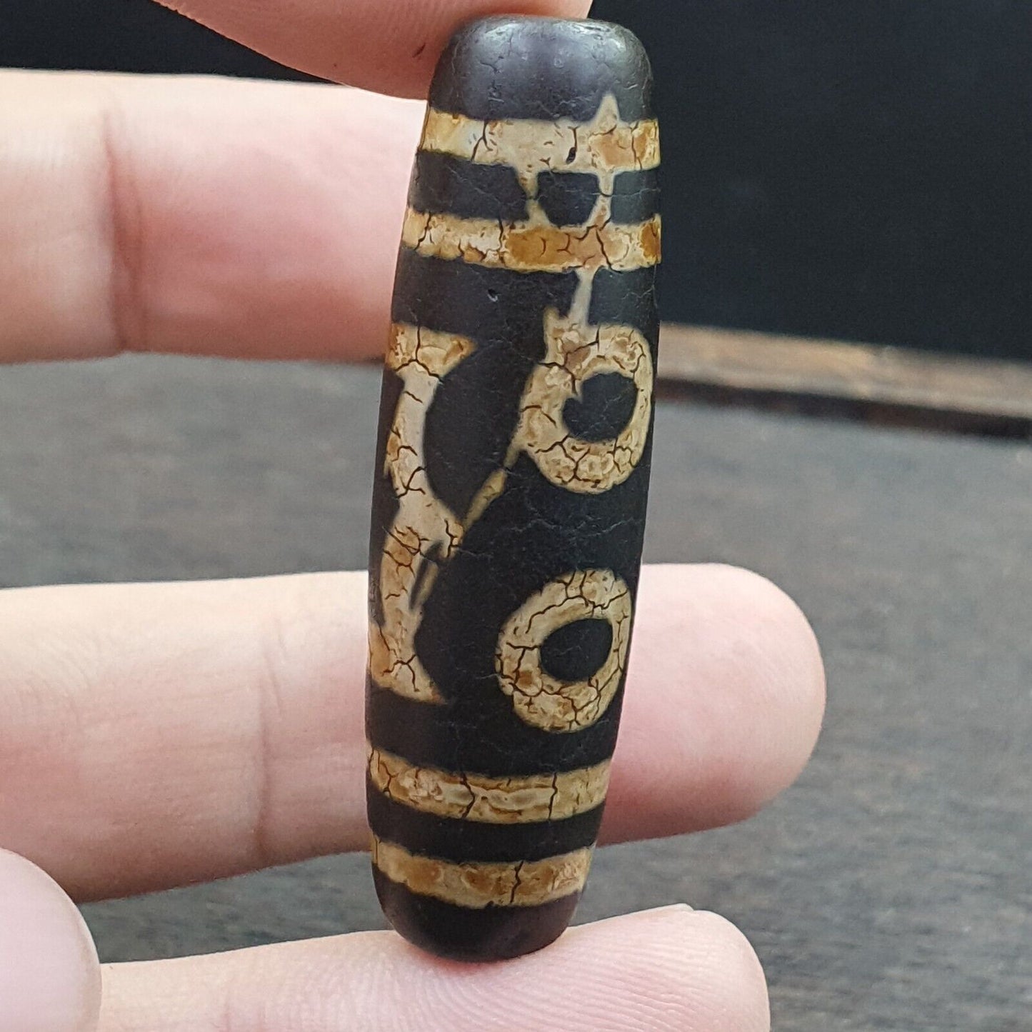 老印度藏瑪瑙三眼紋瑪瑙石天珠護身符