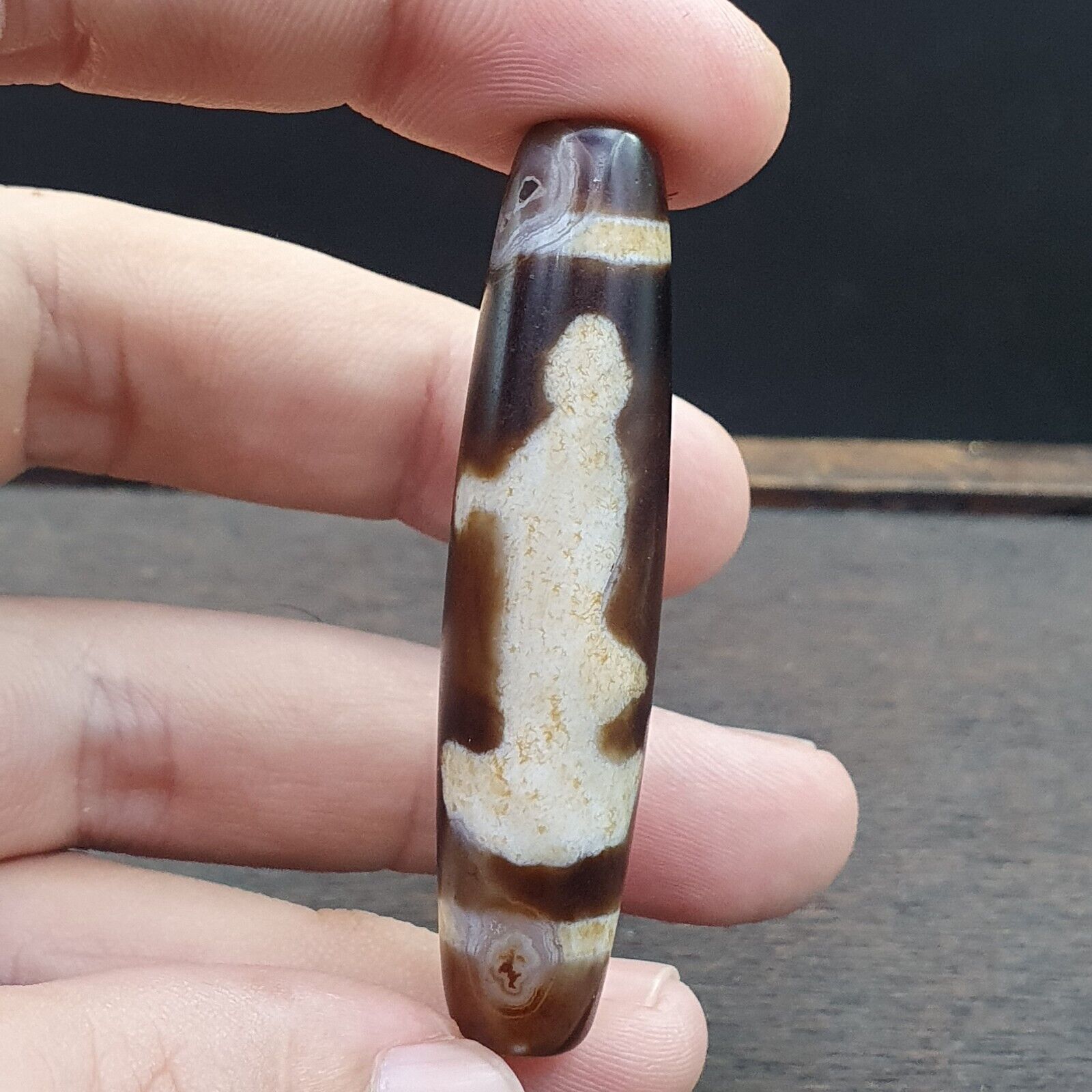 Tibetan Agate stone Dzi Bead Amulet