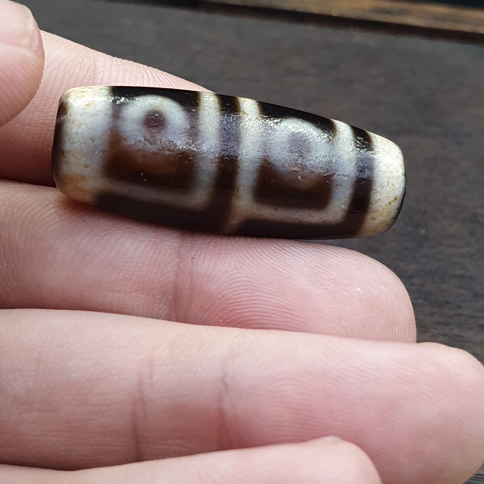 Agate Old Indo Tibetan Agate 4 Eye in eye Agate stone Dzi Decorated Bead Amulet