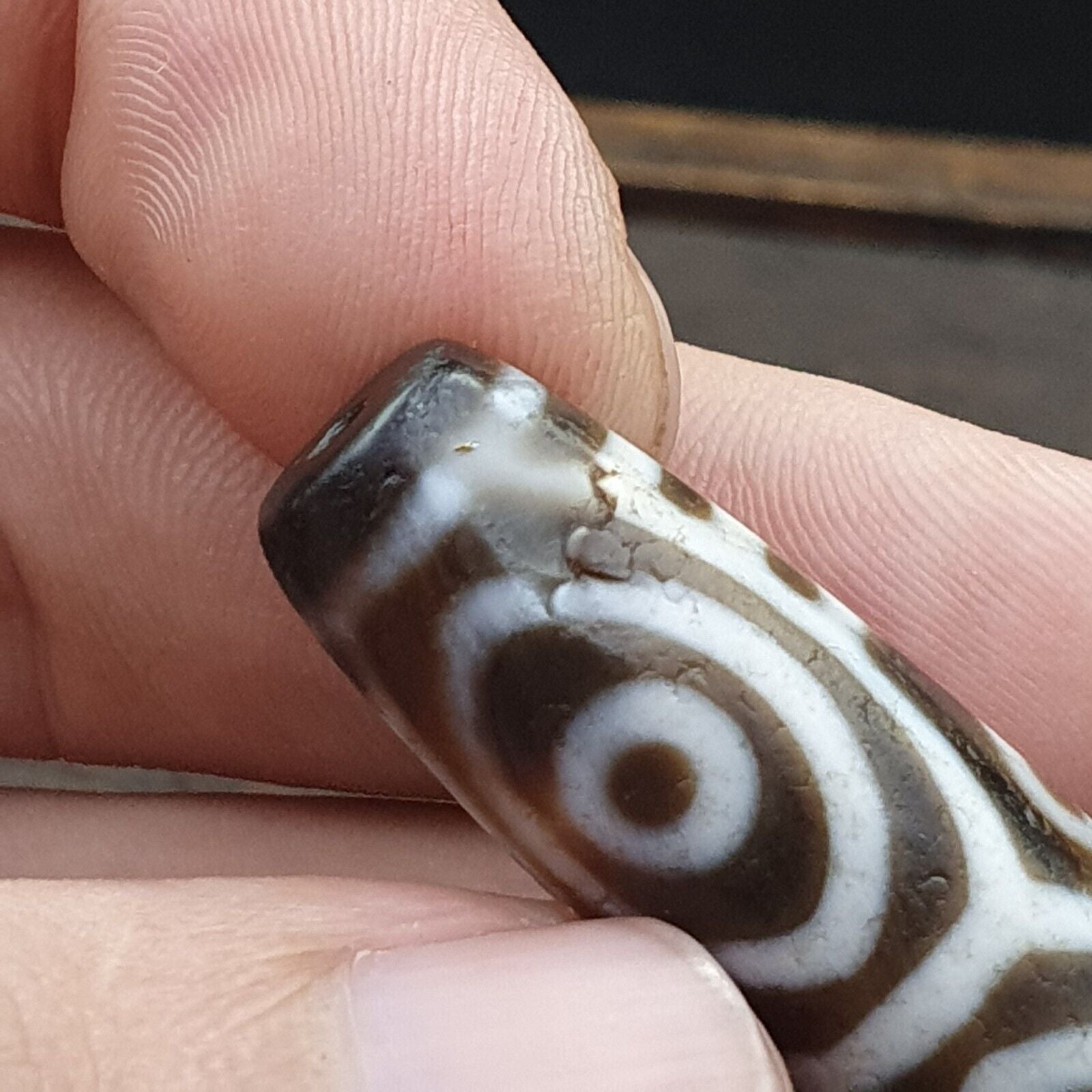 Old Indo Tibetan Agate 6 Eyes in eyes & lines Agate stone Dzi Bead Amulet