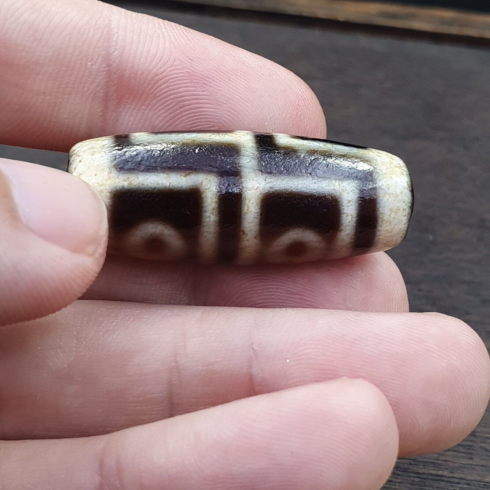 Agate Old Indo Tibetan Agate 4 Eye in eye Agate stone Dzi Decorated Bead Amulet