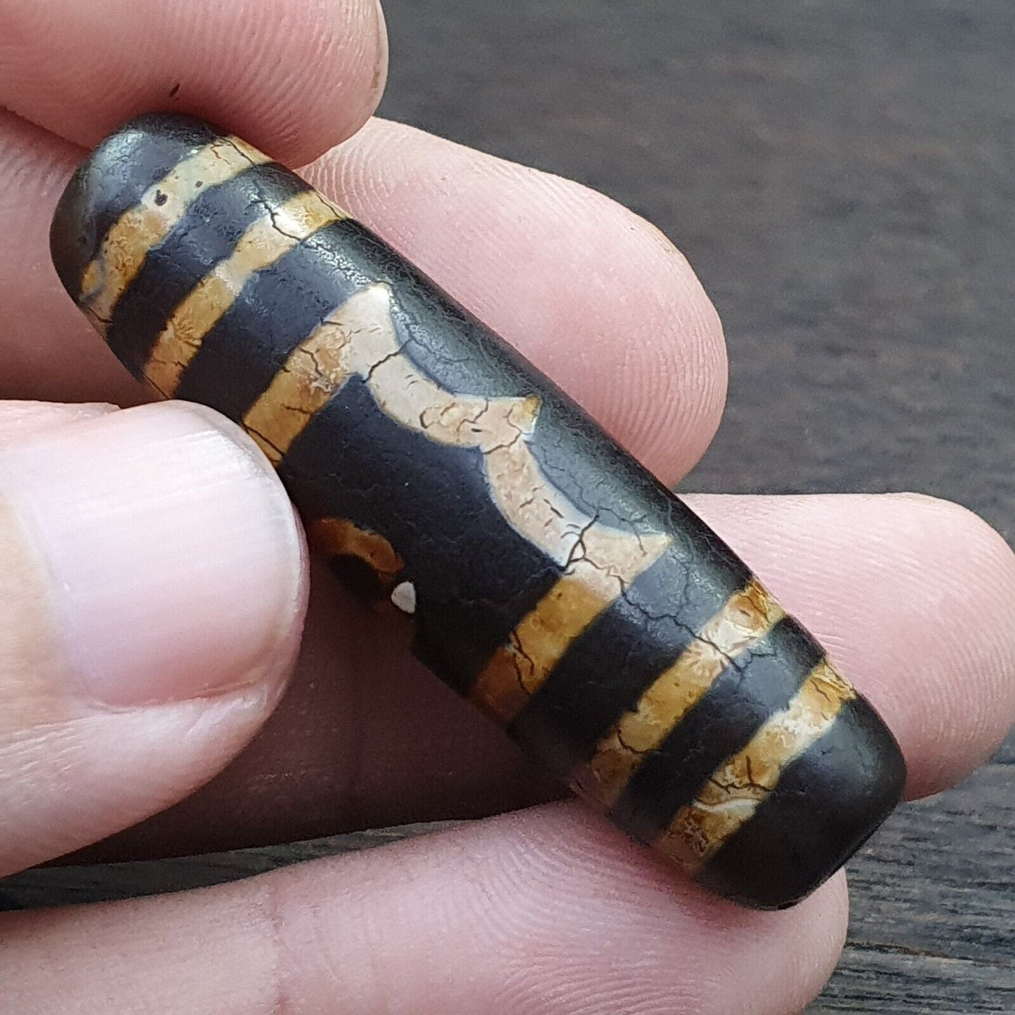 老印度藏瑪瑙三眼紋瑪瑙石天珠護身符