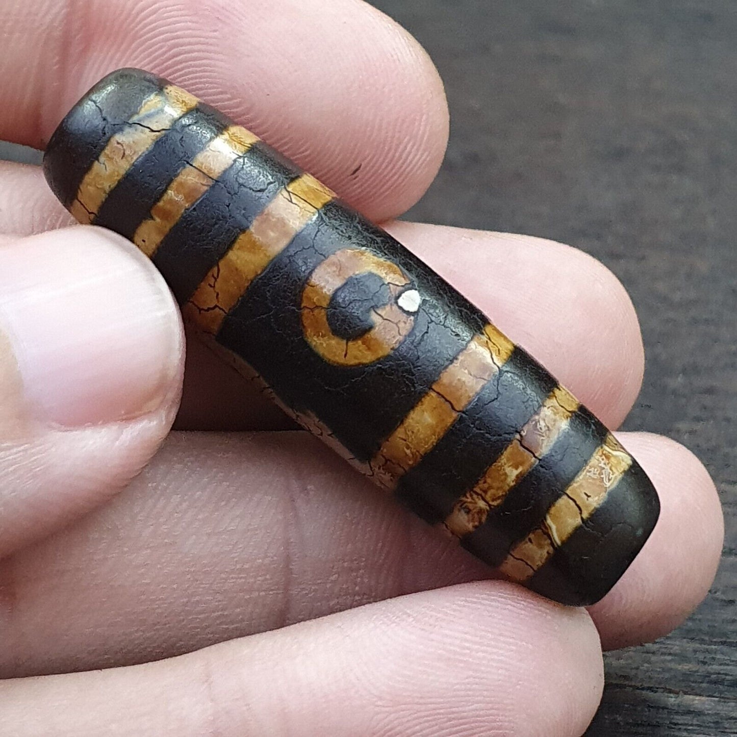 老印度藏瑪瑙三眼紋瑪瑙石天珠護身符