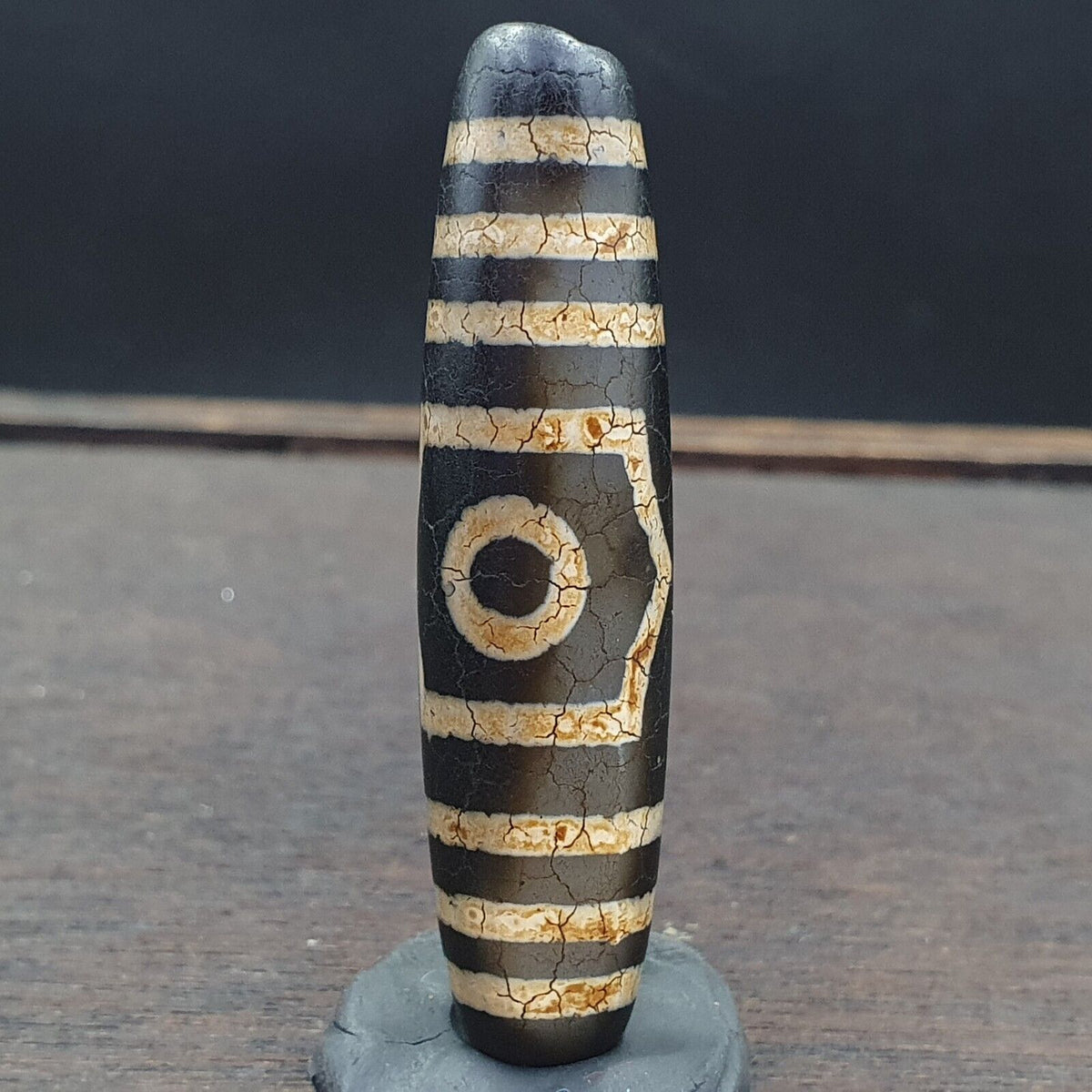 Old Indo Tibetan Agate 3 Eye in Eye 3 Lines Agate Stone Dzi Bead Amulet