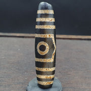 East Oasis Old Indo Tibetan 3 Eye in Eye 3 Lines Agate Dzi Bead Amulet