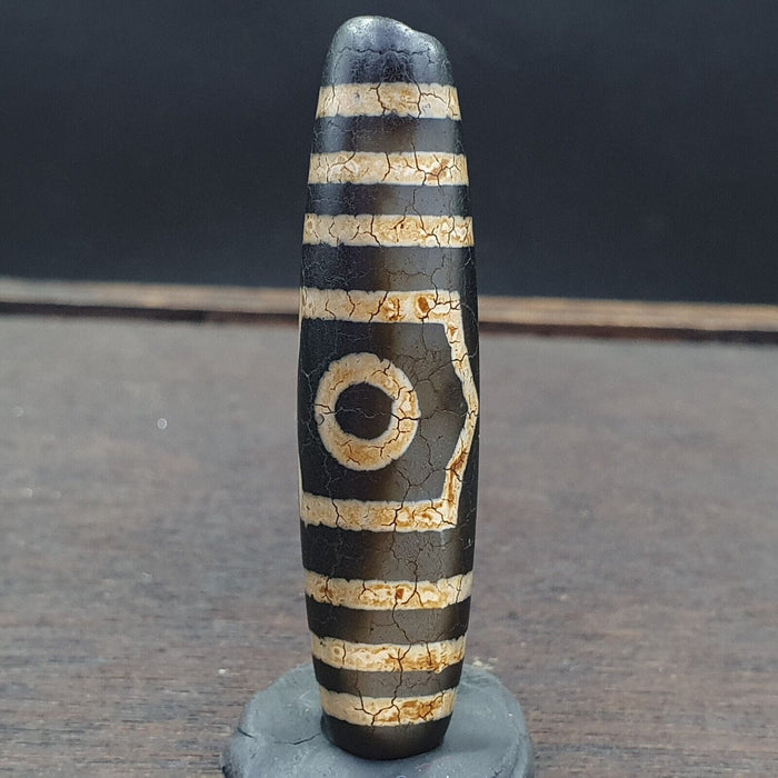 Old Indo Tibetan Agate 3 Eye in Eye 3 Lines Agate Stone Dzi Bead Amulet