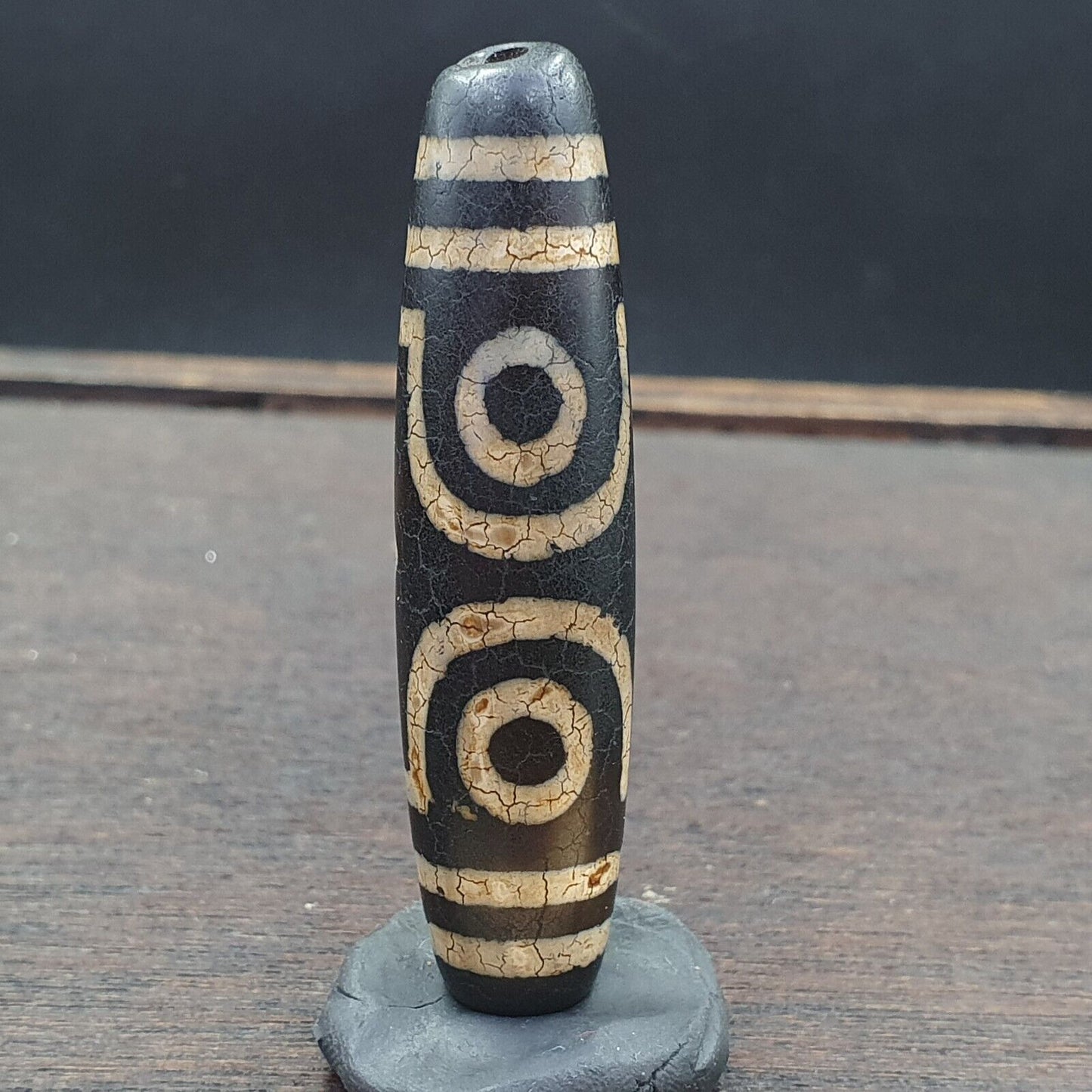 Alter indotibetischer Achat 3 Auge in Auge 3 Linien Achatstein Dzi Perlenamulett 