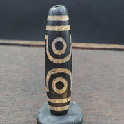 East Oasis Old Indo Tibetan 3 Eye in Eye 3 Lines Agate Dzi Bead Amulet