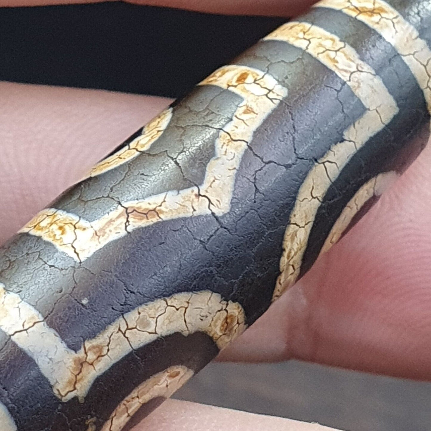 Alter indotibetischer Achat 3 Auge in Auge 3 Linien Achatstein Dzi Perlenamulett 