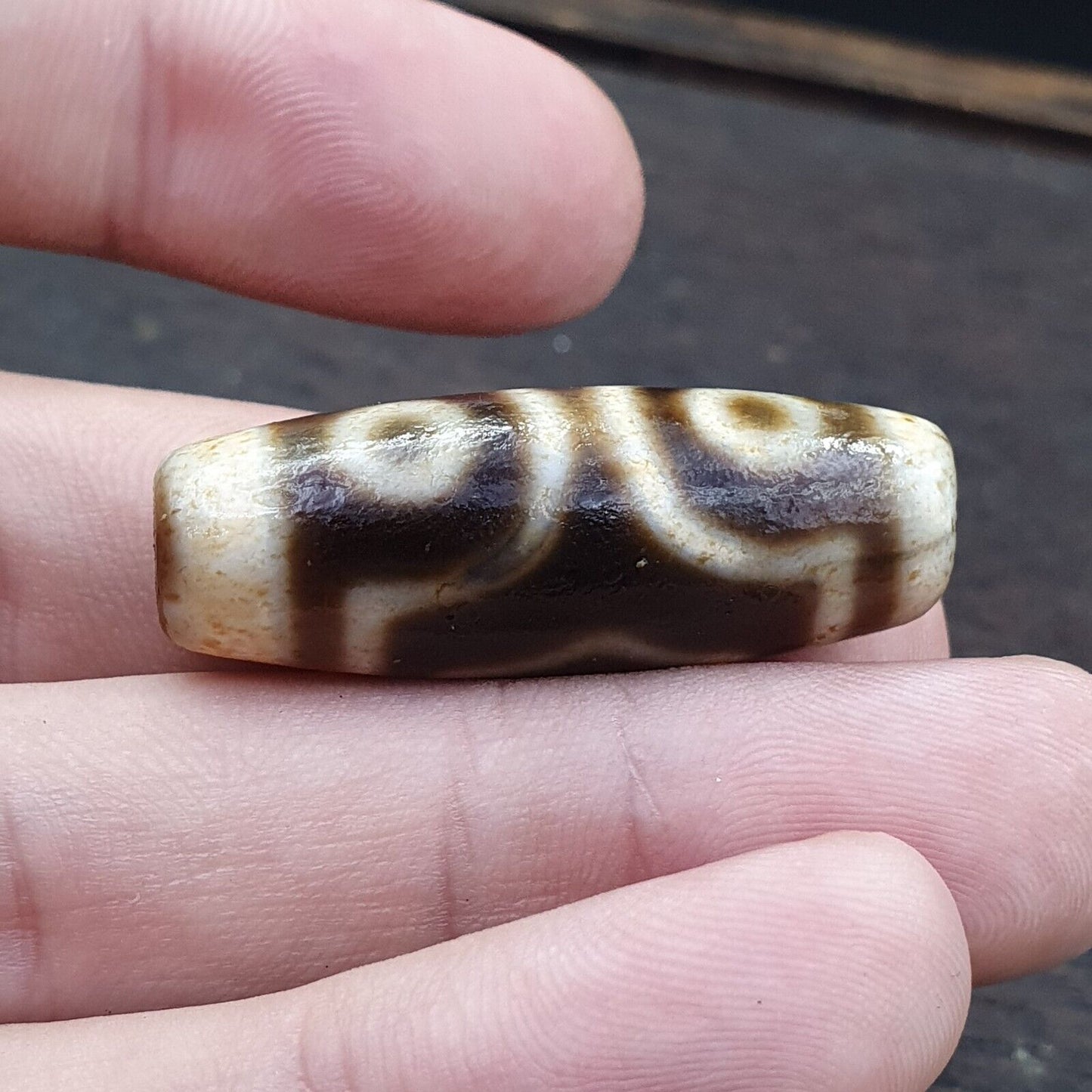 瑪瑙 老印度西藏瑪瑙 3 眼瑪瑙石天珠裝飾珠護身符