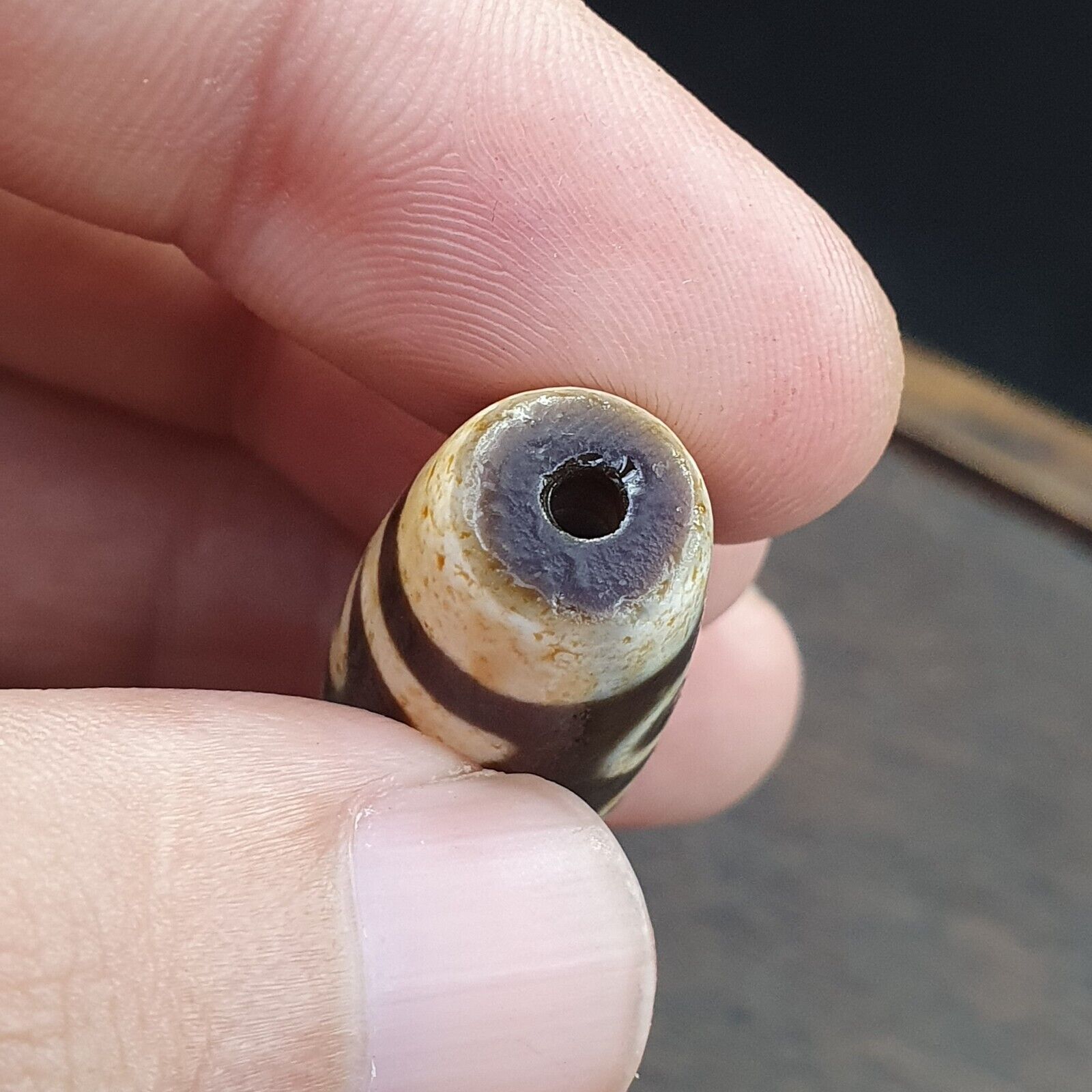 Agate Old Indo Tibetan Agate 5 Eye Agate stone Dzi Decorated Bead Amulet
