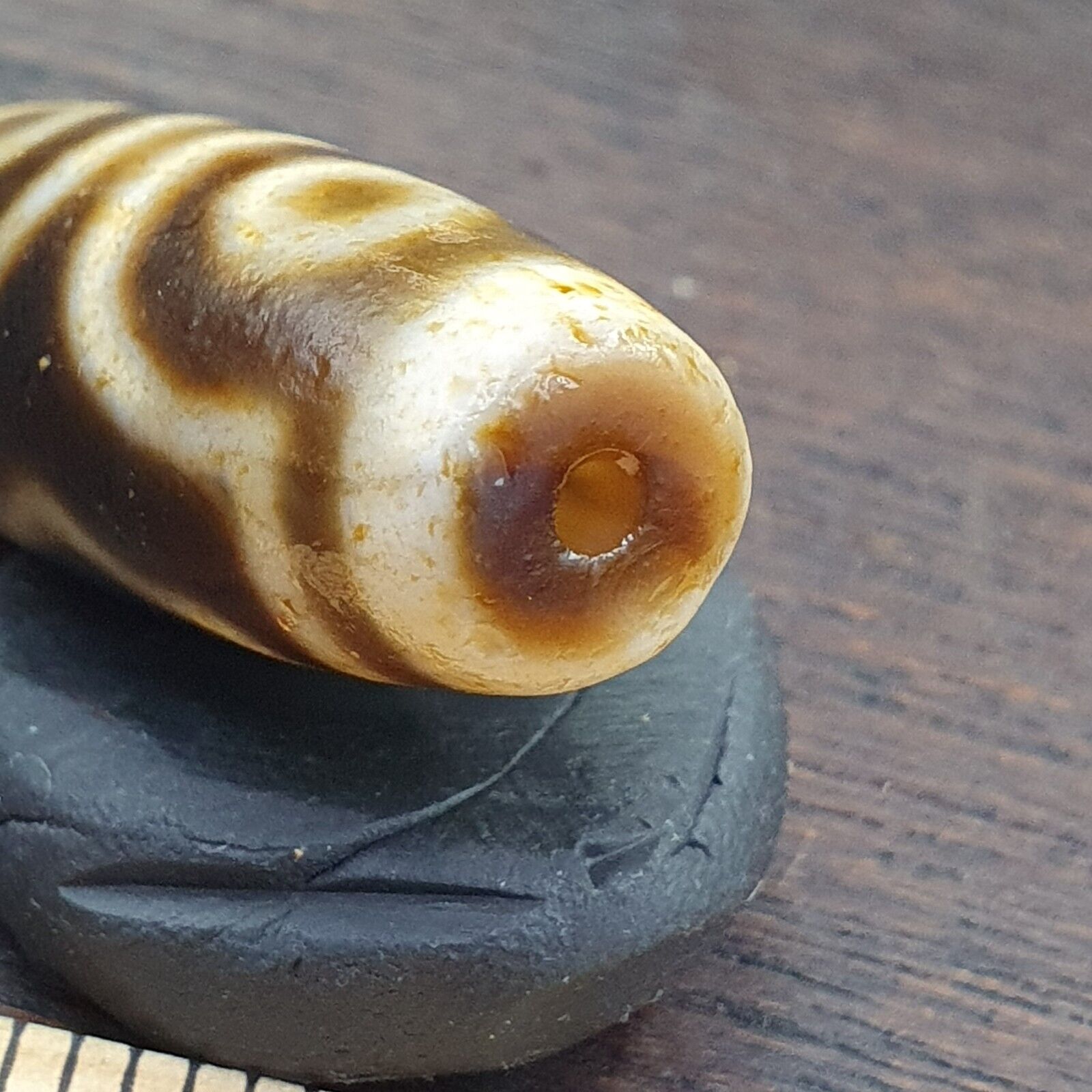 Agate Old Indo Tibetan Agate 3 Eye Agate stone Dzi Decorated Bead Amulet