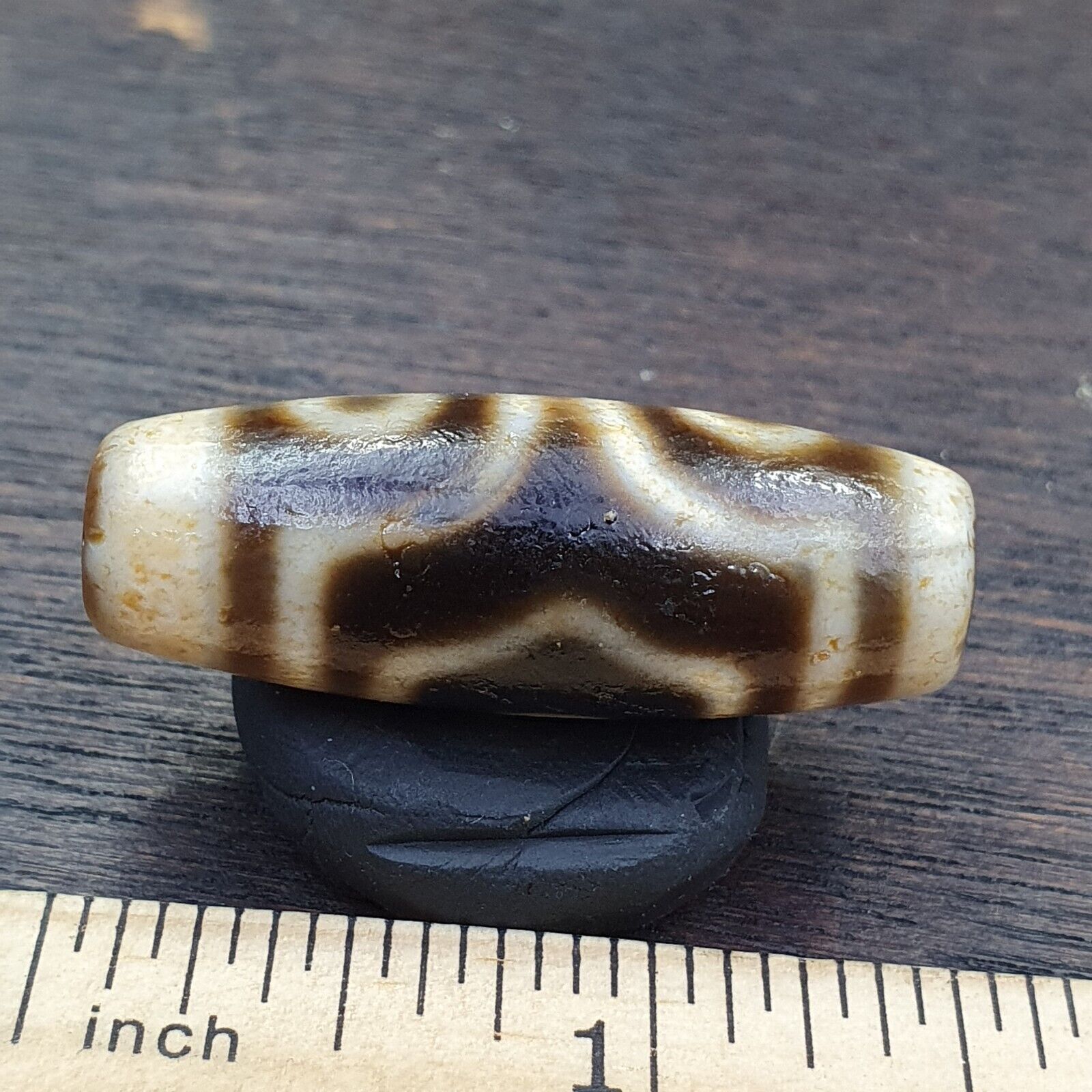 Agate Old Indo Tibetan Agate 3 Eye Agate stone Dzi Decorated Bead Amulet