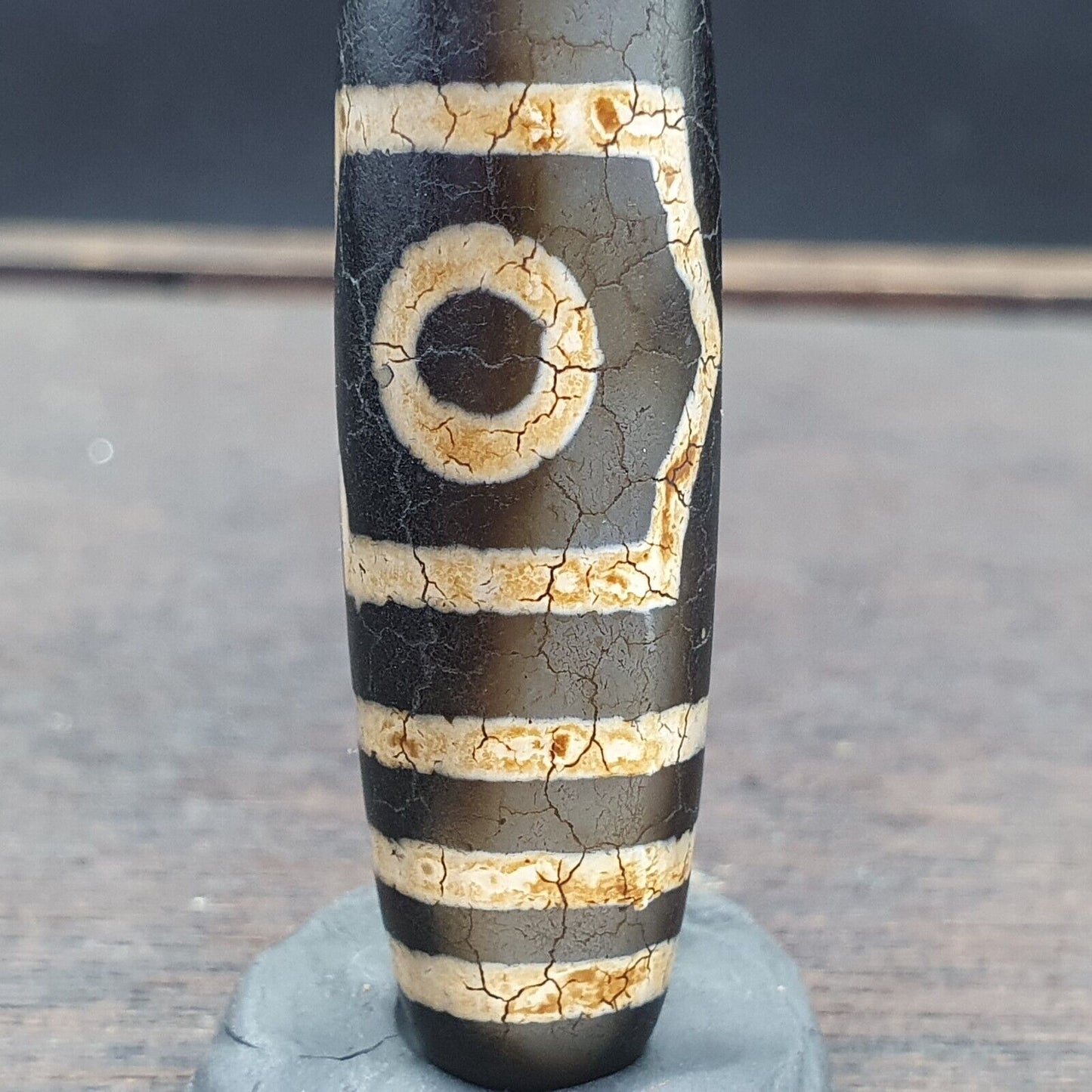 Alter indotibetischer Achat 3 Auge in Auge 3 Linien Achatstein Dzi Perlenamulett 