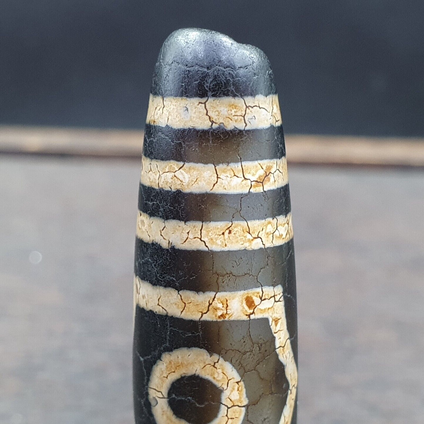 Alter indotibetischer Achat 3 Auge in Auge 3 Linien Achatstein Dzi Perlenamulett 
