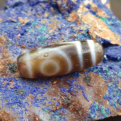 Antique Old Tibetan 1Circle Eyes 1 Aquare Eye Agate stone Dzi Bead Amulet HQ-7