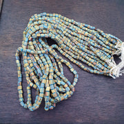 Lot 2 Strands Old African Turquoise Blue Stripes Glass Beads Vintage Strands