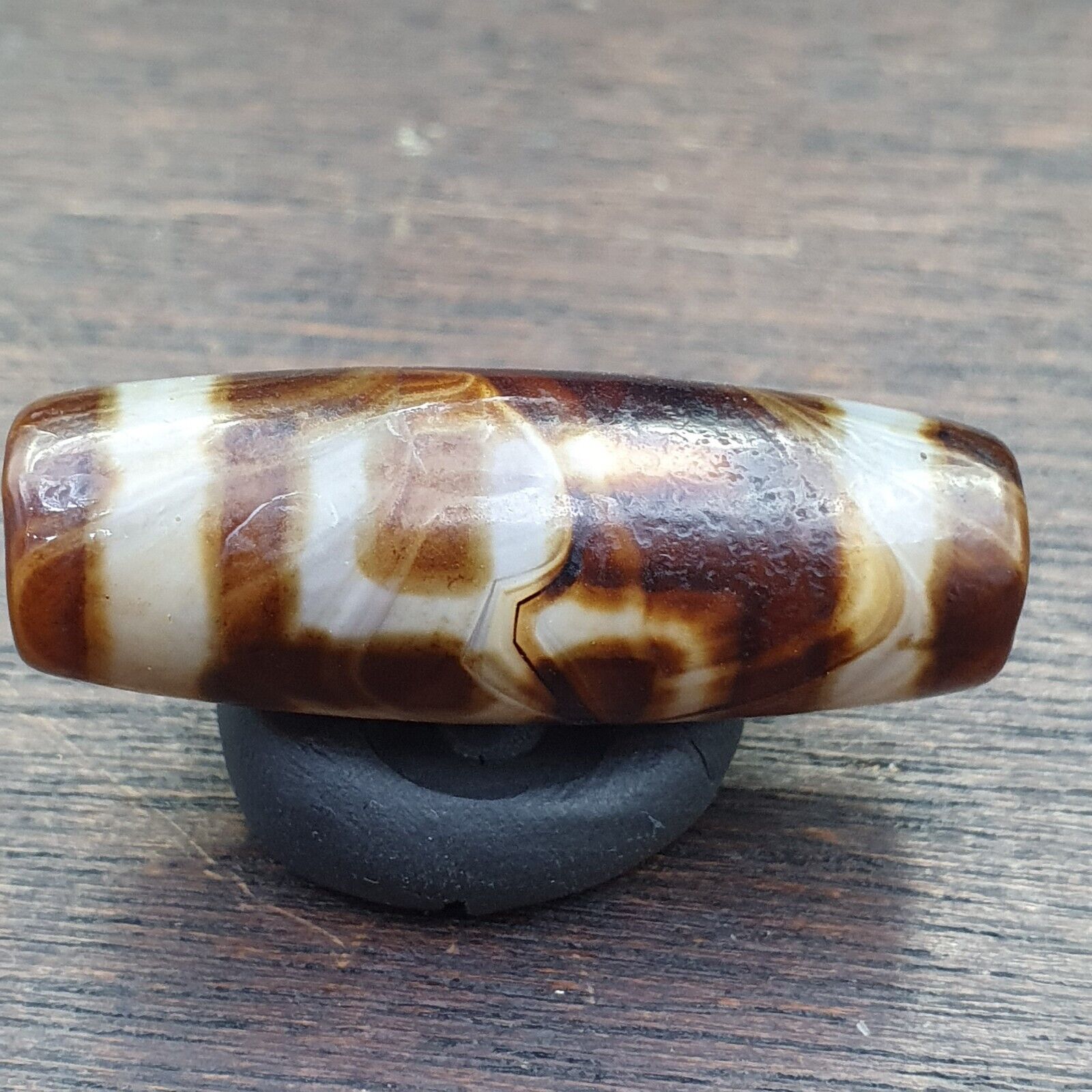 Vintage Old Tibetan 2 Eyes Agate stone Dzi Bead Amulet S-2