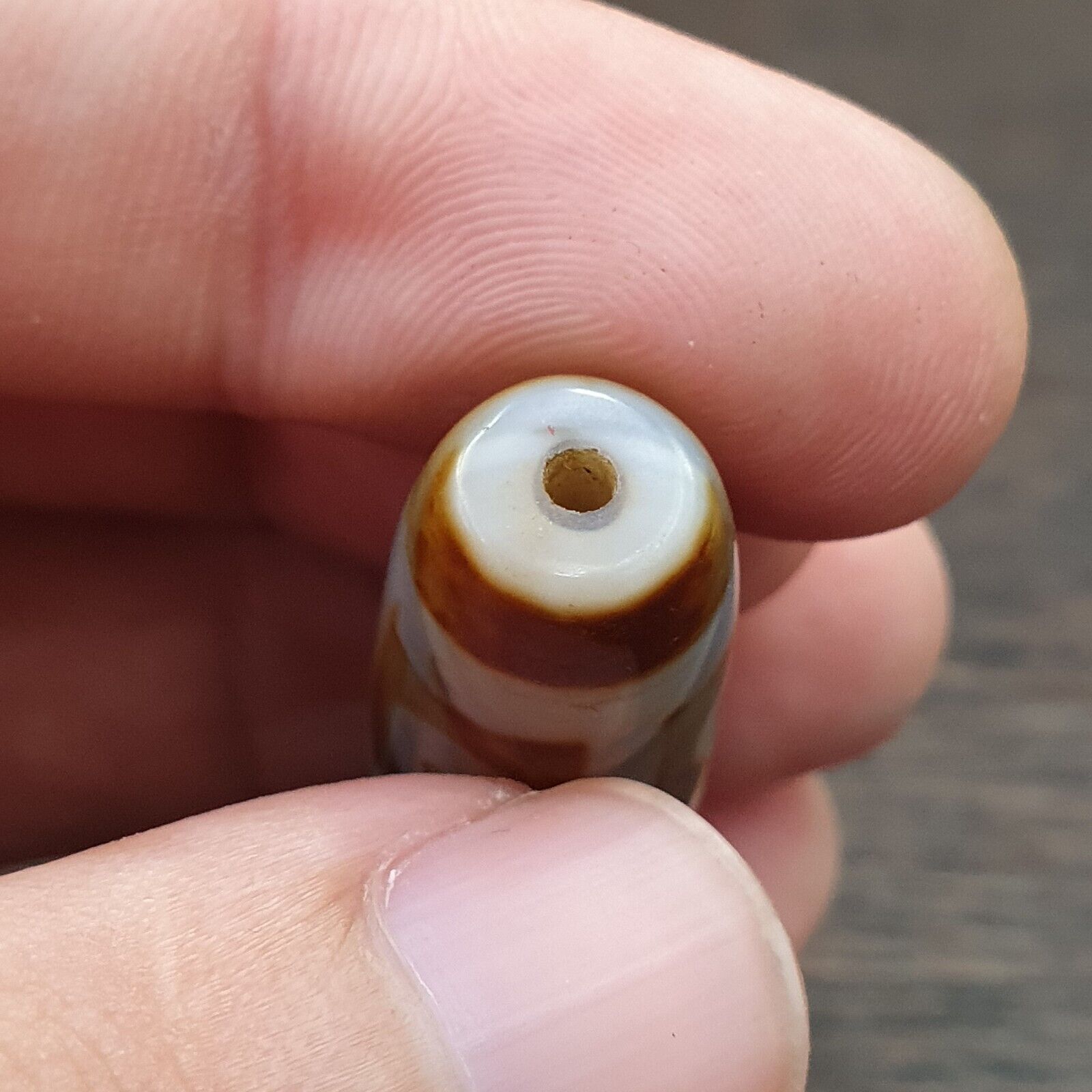 Vintage Old Tibetan 2 Eyes Agate stone Dzi Bead Amulet S-3