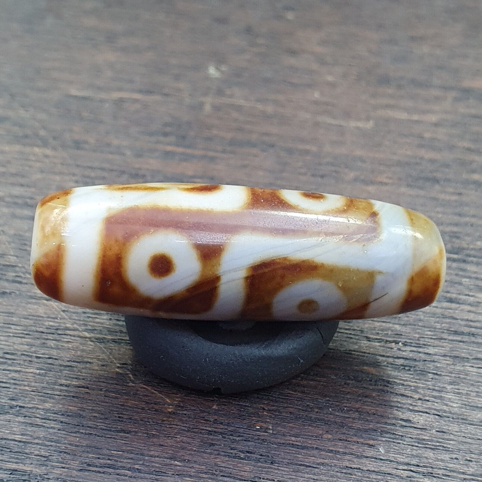 Vintage Old Tibetan 2 Eyes Agate stone Dzi Bead Amulet S-3