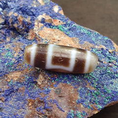 Antique Old Tibetan 1Circle Eyes 1 Aquare Eye Agate stone Dzi Bead Amulet HQ-6