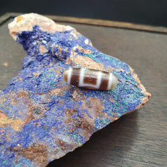 Antique Old Tibetan 1Circle Eyes 1 Aquare Eye Agate stone Dzi Bead Amulet HQ-6