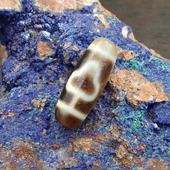 Antique Old Tibetan 2 Lines Eyes Agate stone Dzi Bead Amulet HQ-4