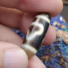 Antique Old Tibetan 2 Lines Eyes Agate stone Dzi Bead Amulet HQ-4