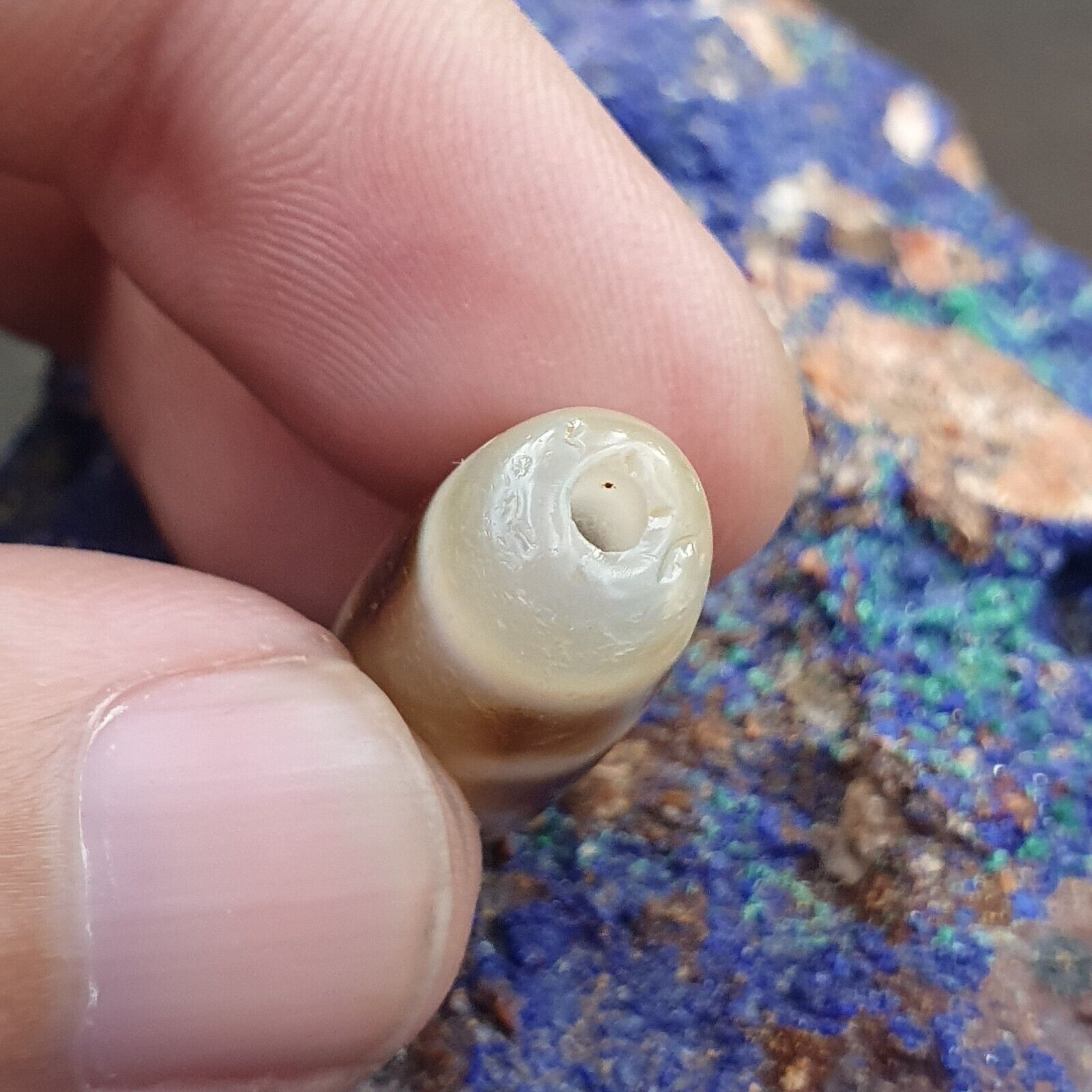 Antique Old Tibetan 2 Lines Eyes Agate stone Dzi Bead Amulet HQ-4