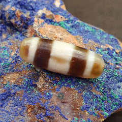 Antique Old Tibetan 2 Lines Eyes Agate stone Dzi Bead Amulet HQ-3
