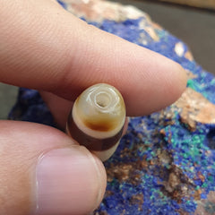 Antique Old Tibetan 2 Lines Eyes Agate stone Dzi Bead Amulet HQ-3