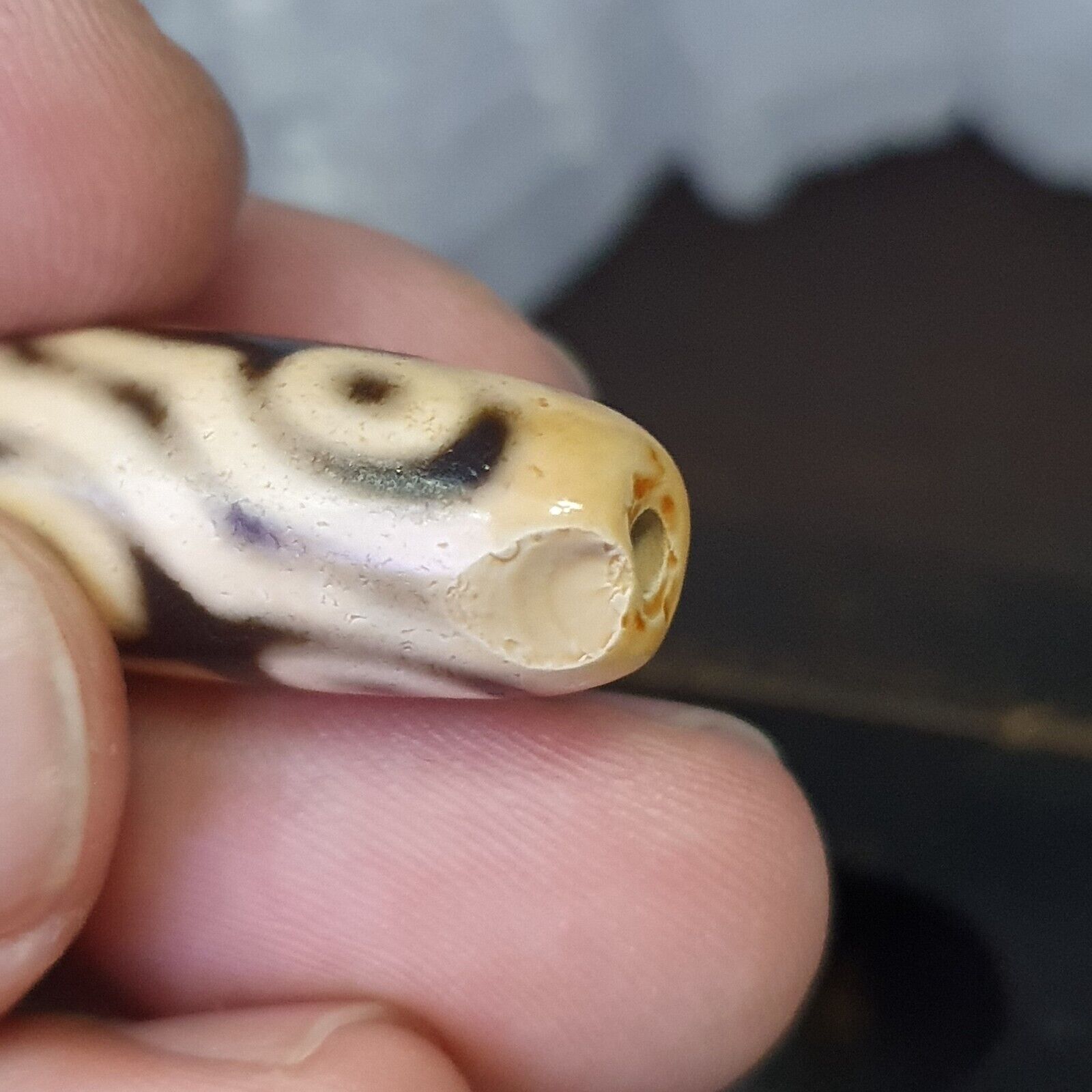 Vintage Old Indo Tibetan Agate  Eyes Agate stone Dzi Bead Amulet