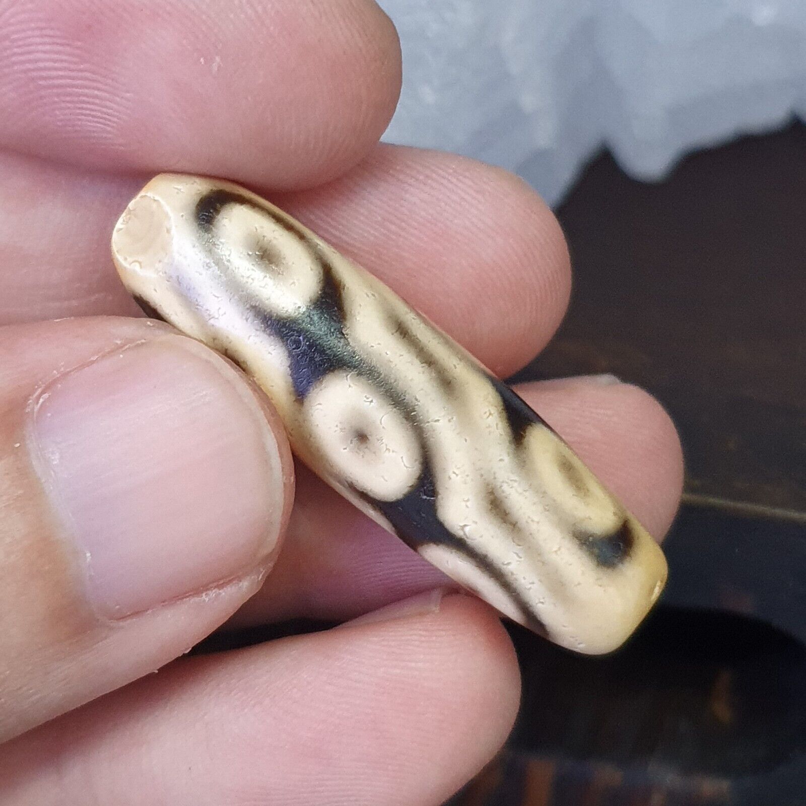 Vintage Old Indo Tibetan Agate  Eyes Agate stone Dzi Bead Amulet