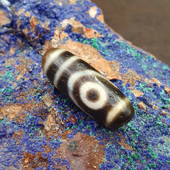 Antique Old Tibetan 2 Diamond Eyes Agate stone Dzi Bead Amulet HQ-2