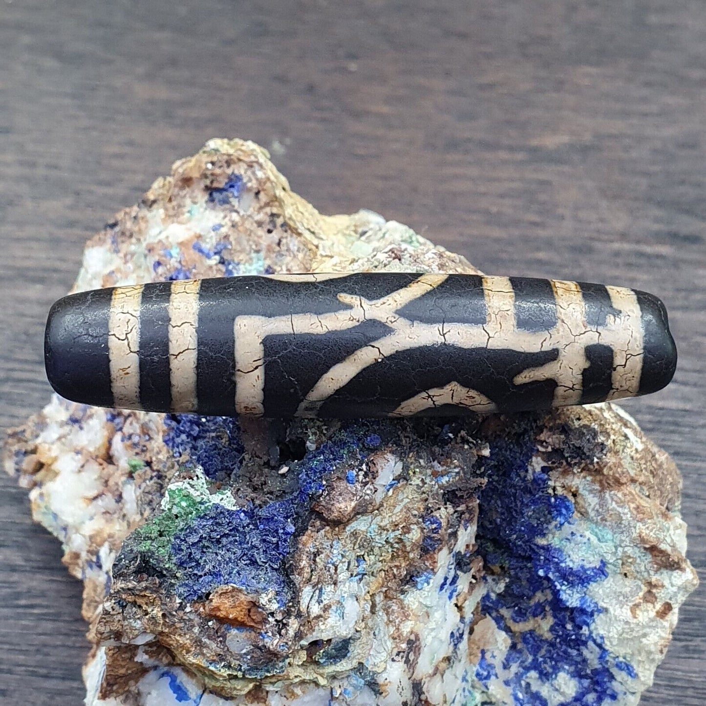 Alter indotibetischer Achat, 2 Augen, Achatstein, Dzi-Perlenamulett 