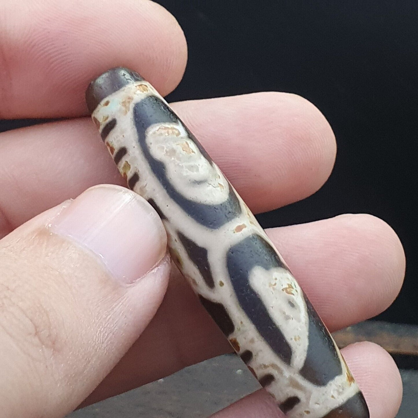 非常獨特的複古老西藏瑪瑙眼睛瑪瑙石天珠護身符