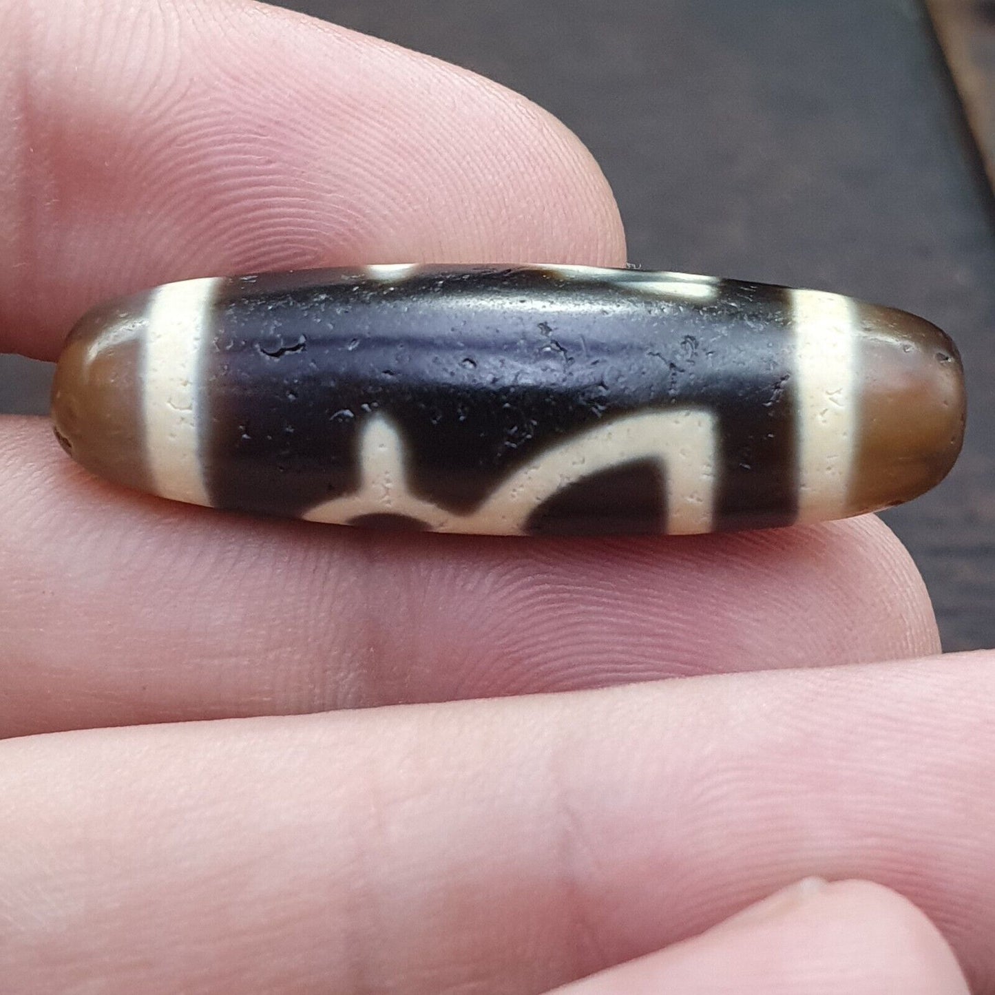 非常獨特的複古老藏蓮花，寶瓶瑪瑙石天珠護身符