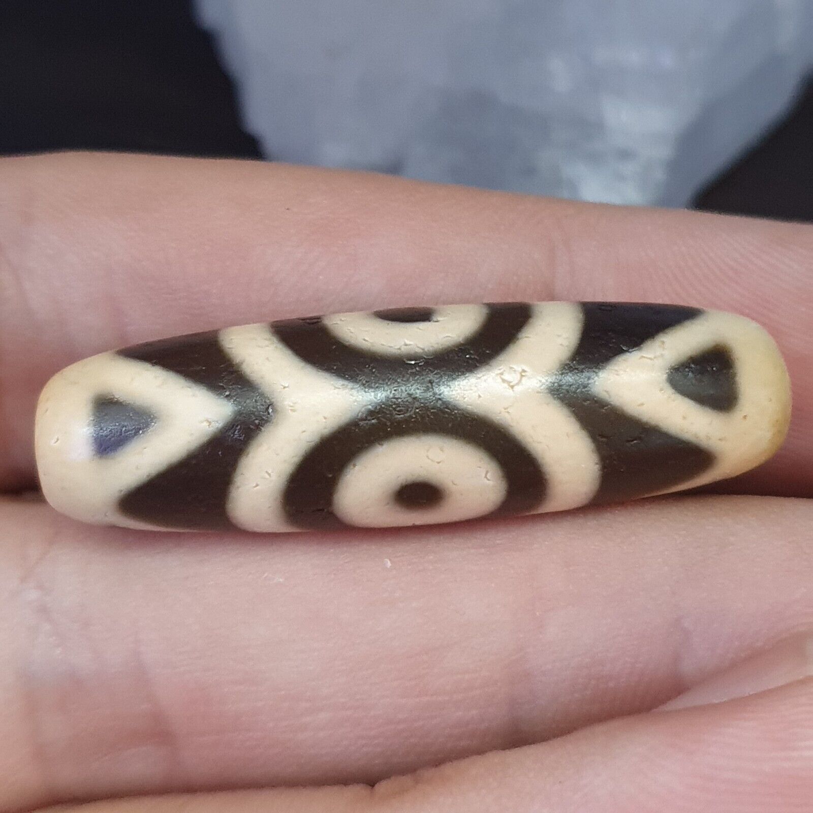Vintage Old Indo Tibetan Agate  Eyes Agate stone Dzi Bead Amulet