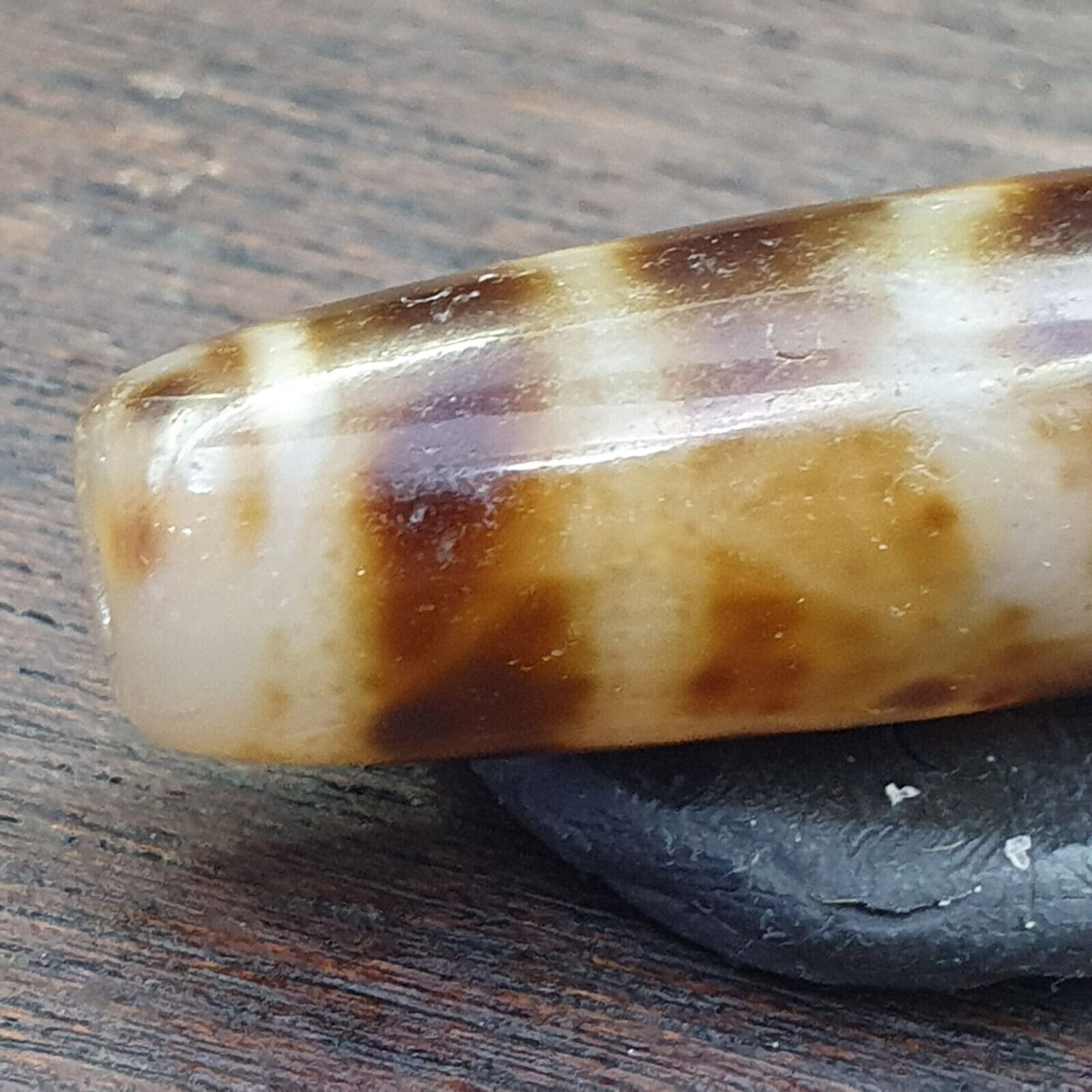 Vintage Old Indo Himalayn Tibetan Agate 2 Eyes Agate stone Dzi Bead Amulet