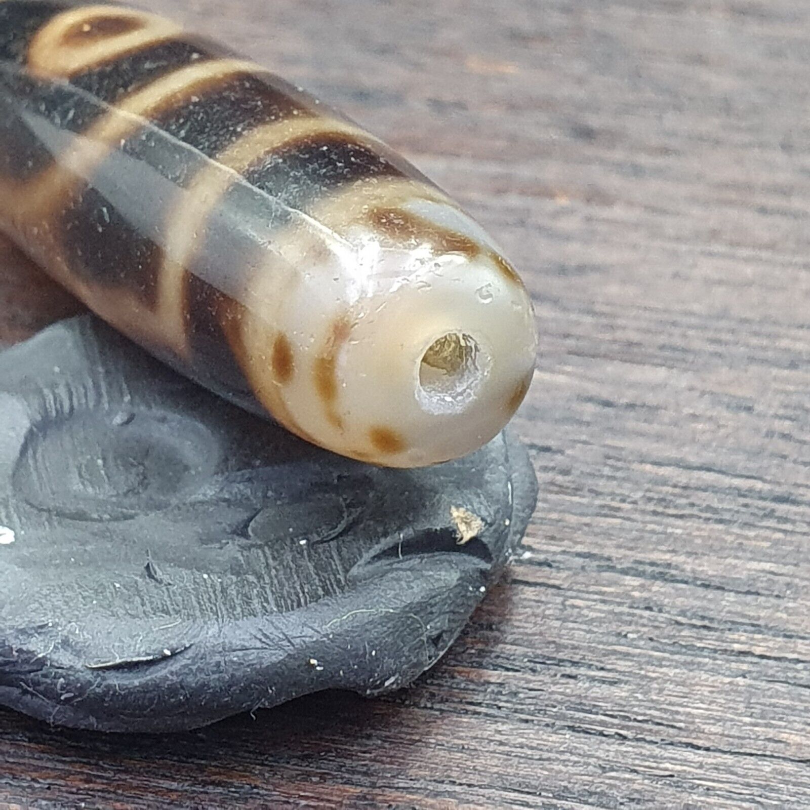 Vintage Old Indo Himalayn Tibetan Agate 2 Eyes Agate stone Dzi Bead Amulet