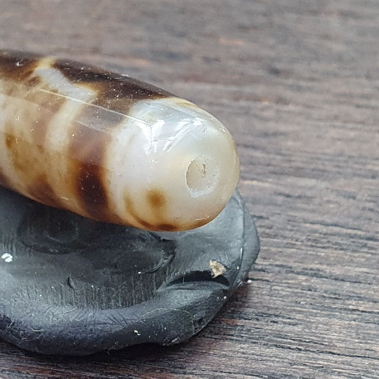 Vintage Old Indo Himalayn Tibetan Agate 2 Eyes Agate stone Dzi Bead Amulet