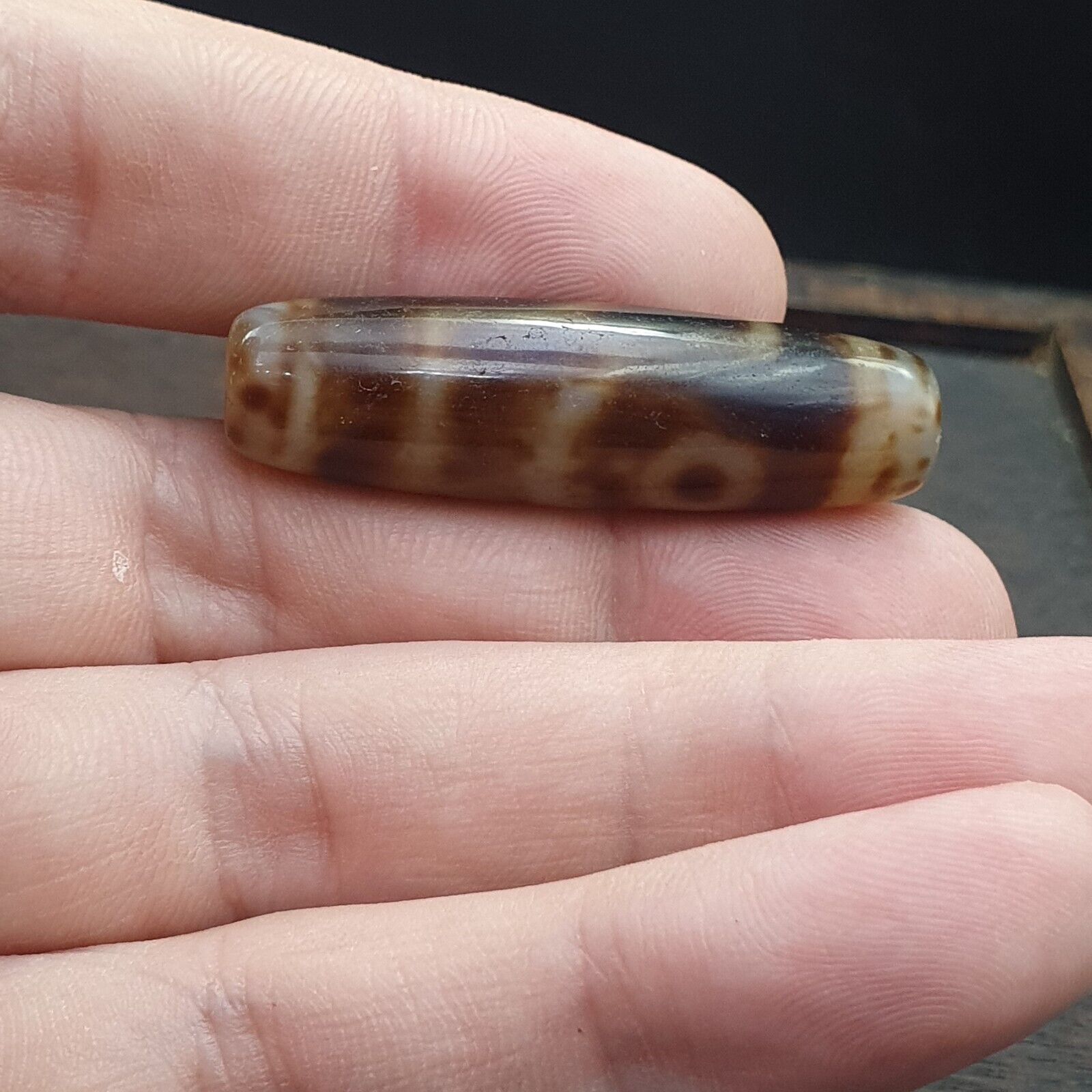 Vintage Old Indo Himalayn Tibetan Agate 2 Eyes Agate stone Dzi Bead Amulet
