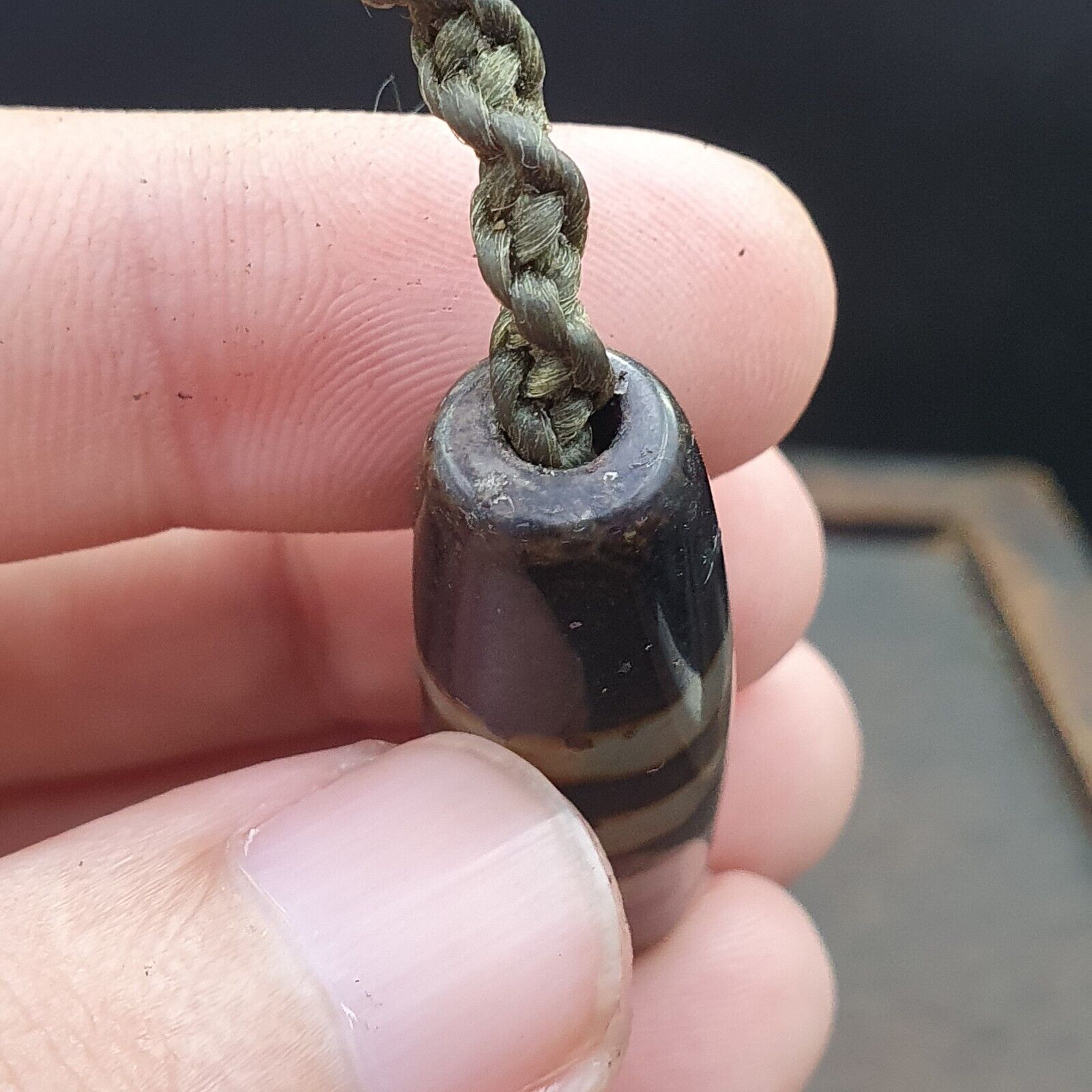 Vintage Old Tibetan 2 Eyes Agate stone Dzi Bead Amulet S-5