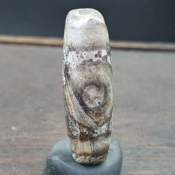 Vintage Old Tibetan 2 Eyes Agate Stone Dzi Bead Amulet