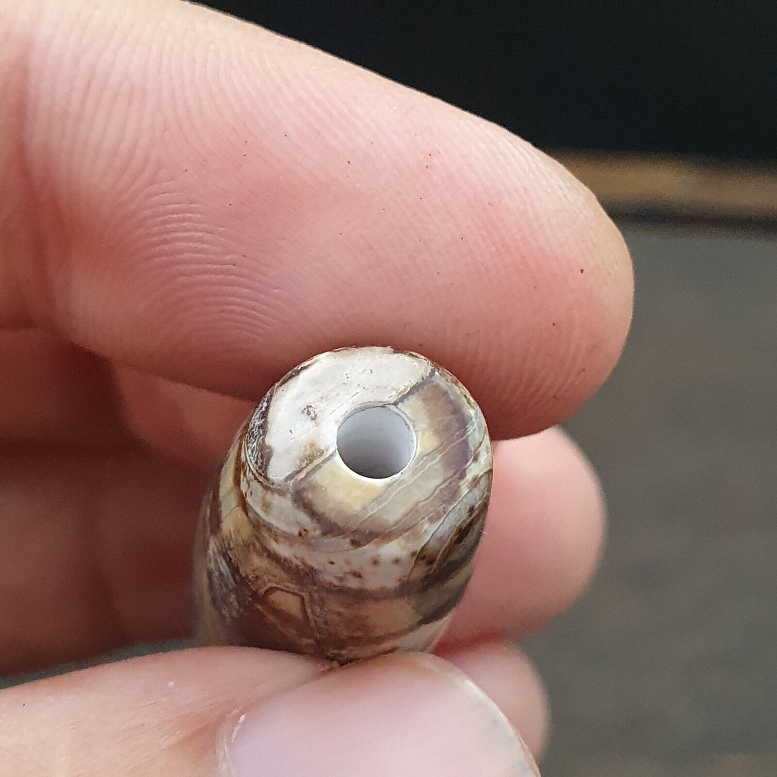 Vintage Old Tibetan 2 Eyes Agate stone Dzi Bead Amulet S-7