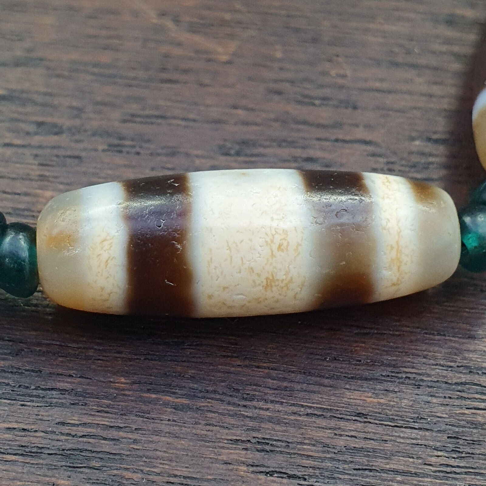 Antique Old Tibetan Eye Agate stone Dzi Bead Amulet Necklace