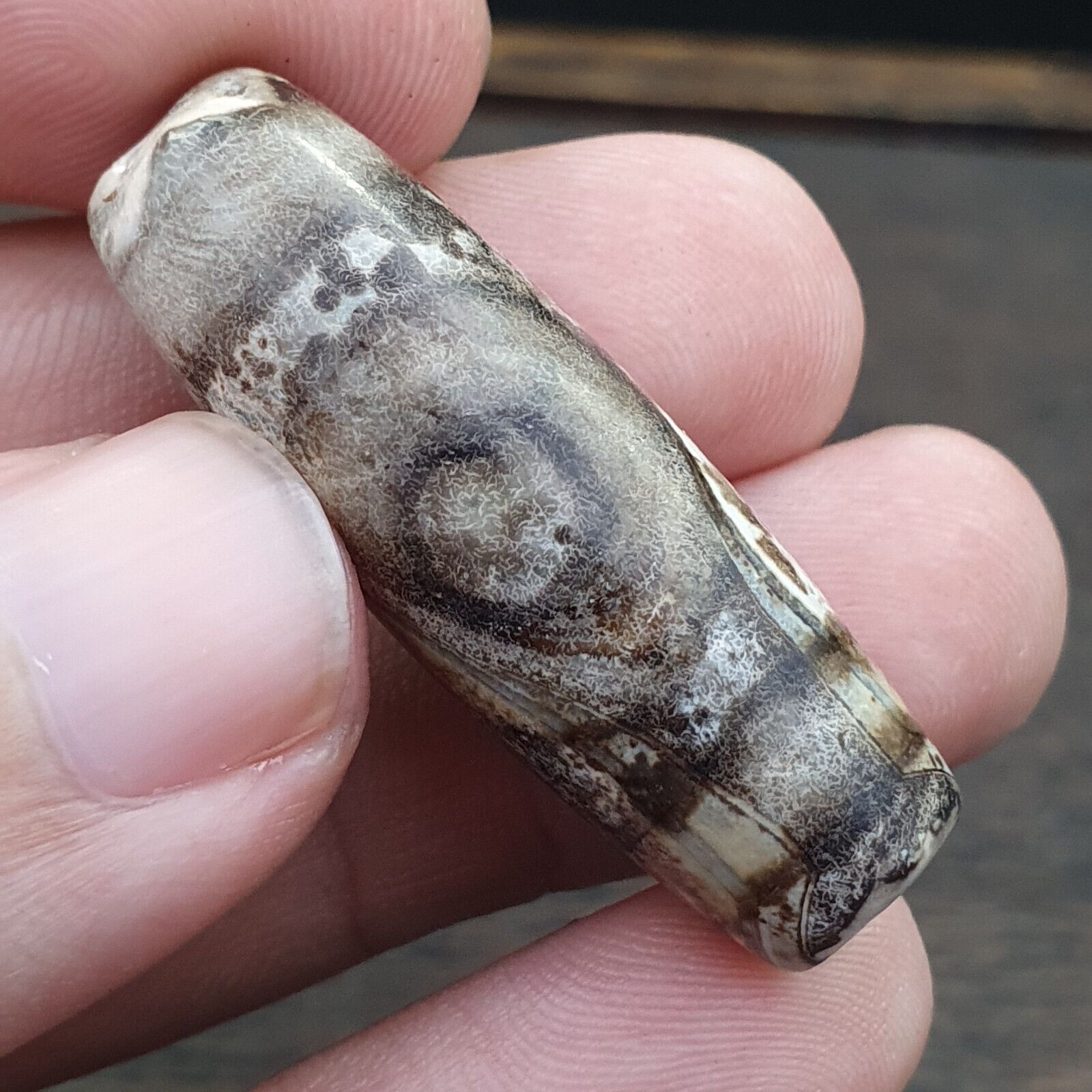 Vintage Old Tibetan 2 Eyes Agate stone Dzi Bead Amulet S-7