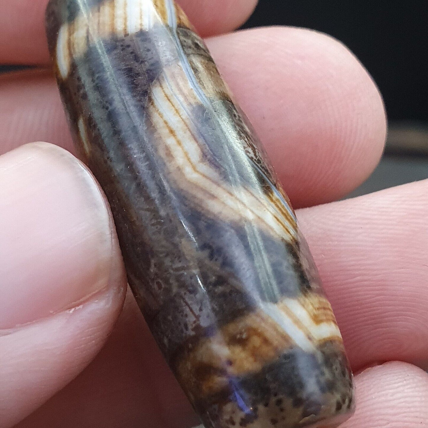 復古老西藏 2 眼瑪瑙石天珠護身符 S-6 